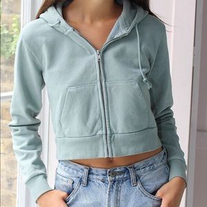 Brandy Melville Cropped Zip-up Sweater